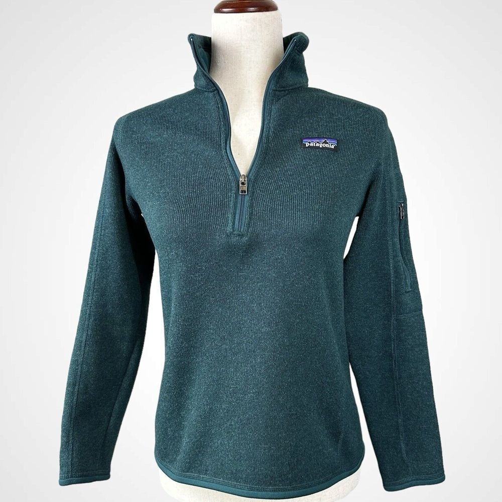 Patagonia Womens Better Sweater Fleece 1/4 Zip Pullover‎ Size XS Dark Green